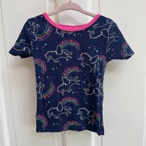 Member’s Mark 3T Girls Blue & Pink Unicorn Rainbow Pajama Short Sleeve Top Shirt